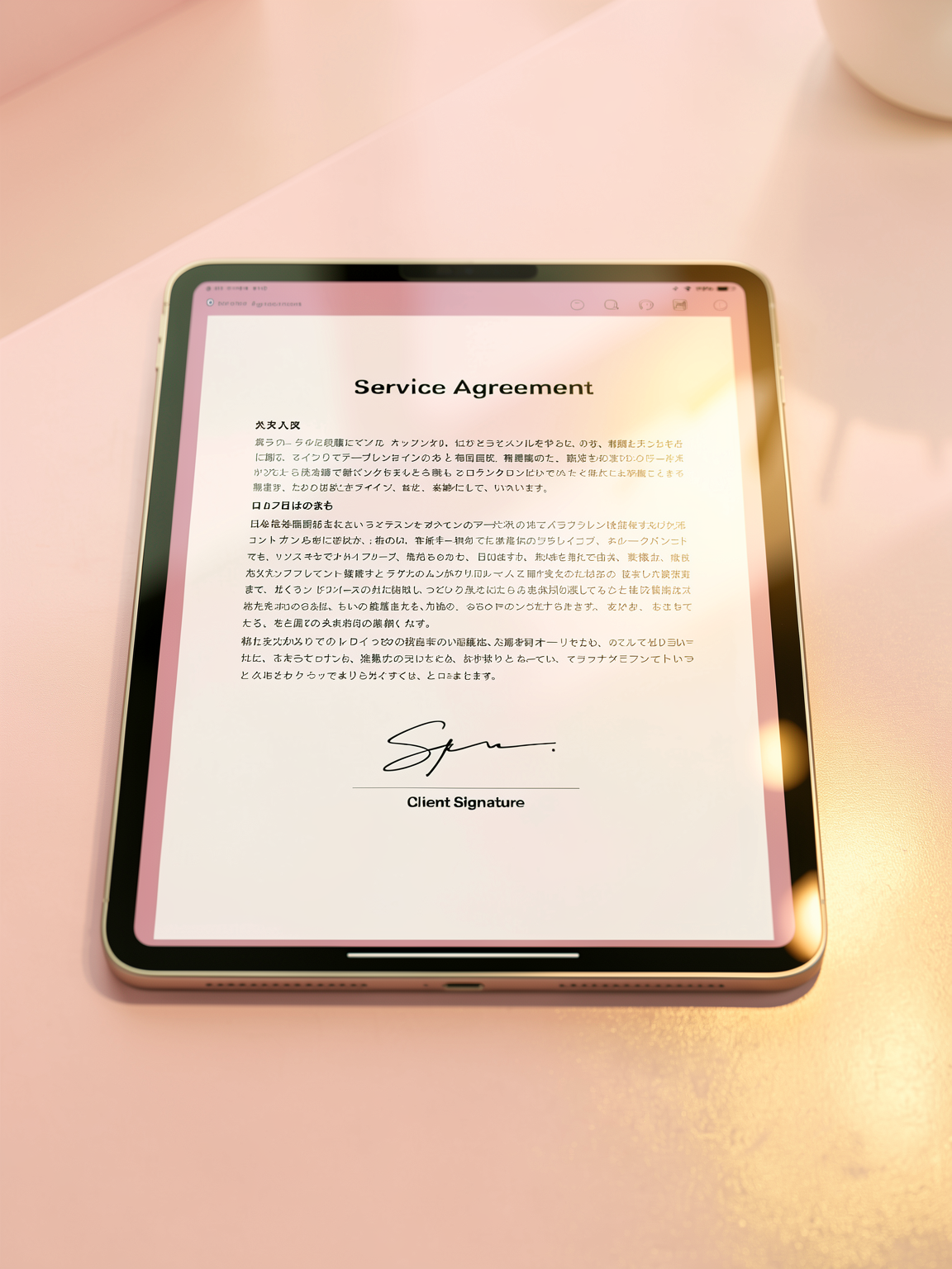 電子誓約書 タブレット操作イメージ